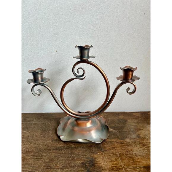 Gregorian Solid Copper Candelabra | Lovely Feminine Candelabra | Cottagecore - Picture 2 of 10